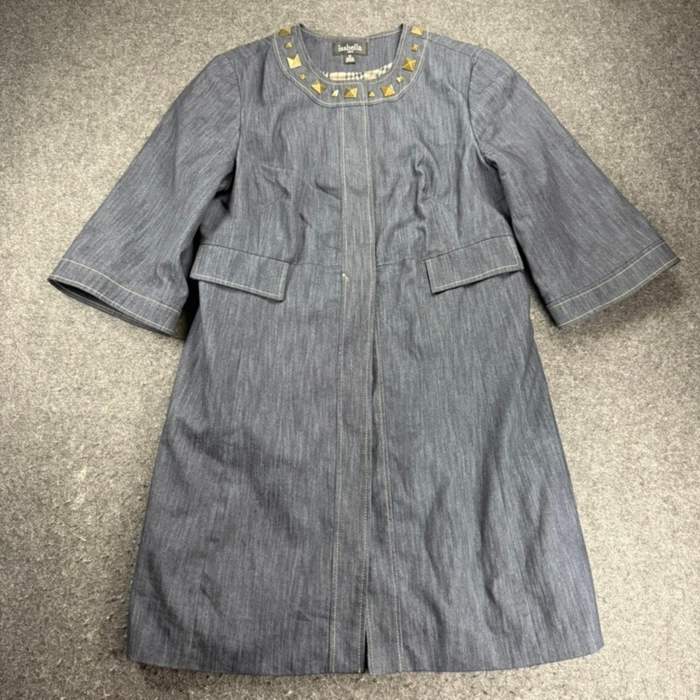 Isabella‎ Suits Denim Dress Jacket Studded Gold Detail Wear 12 Chambray Flaws